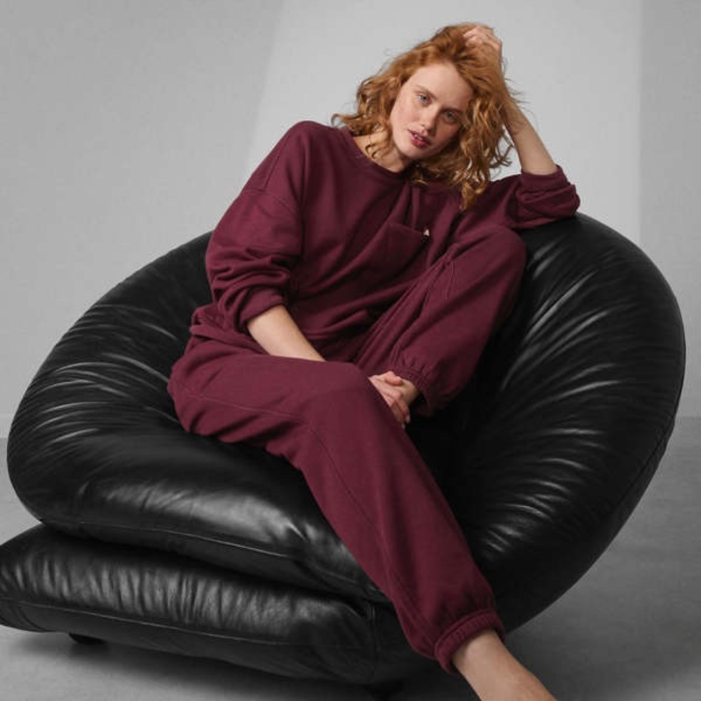 Lunya Silksweats Set, XS, Calliope Wine, Reversible Crewneck & Joggers